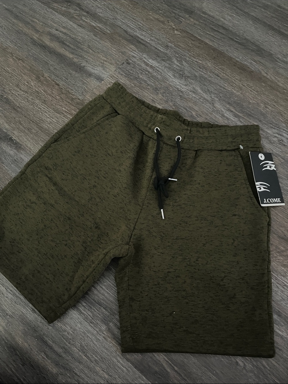 J.Come Olive Green Men's Casual Drawstring Shorts